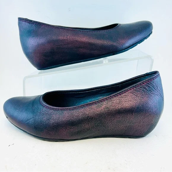 Wolky Black w/Red Metallic Shimmer Valentine Ballernina Wedges, size 40 US 9 - Picture 5 of 11